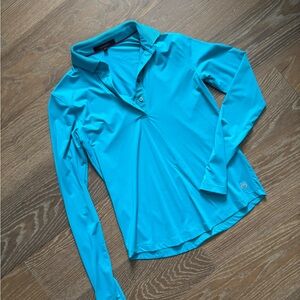 Women Greyson Turquoise golf top shirt long sleeve polo